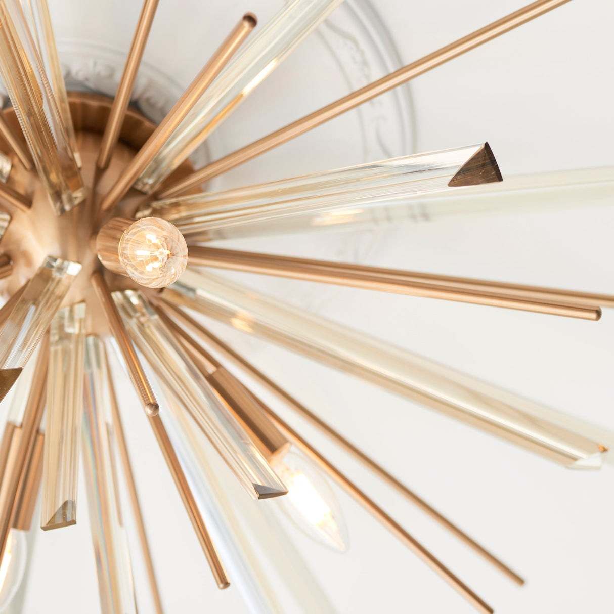 Selmoor Shards 4 Light Flush Ceiling Light - Antique Brass Plated