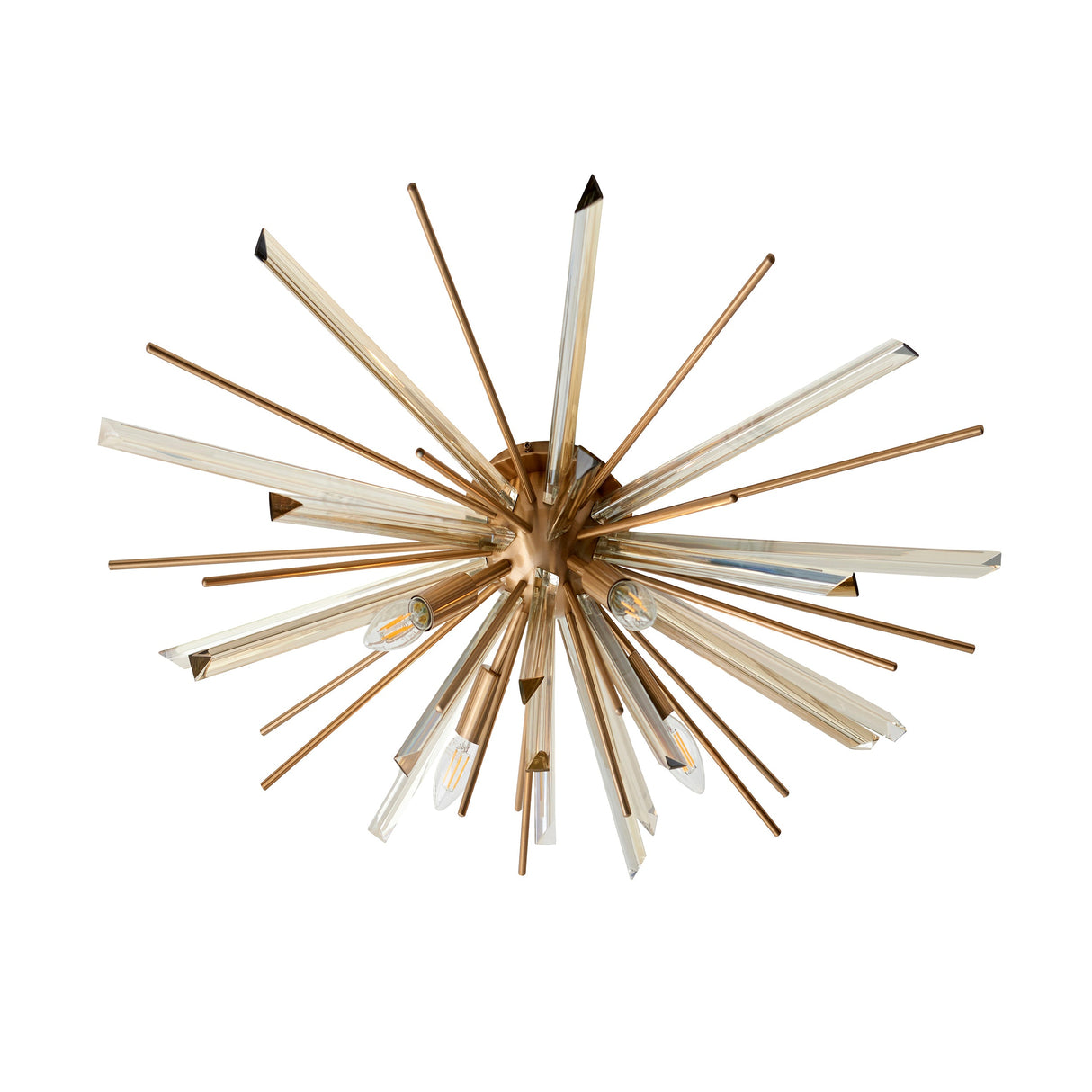 Selmoor Shards 4 Light Flush Ceiling Light - Antique Brass Plated