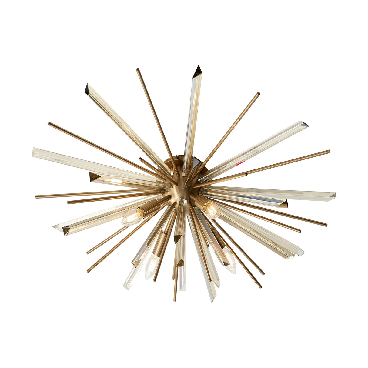 Selmoor Shards 4 Light Flush Ceiling Light - Antique Brass Plated