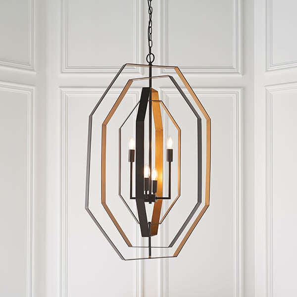 Marrindale Extra Large Geometric Frame 4 Light Chandelier - Natural