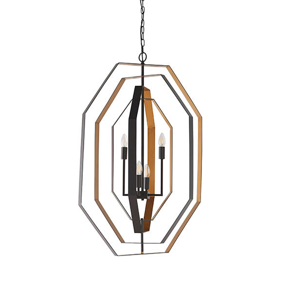 Marrindale Extra Large Geometric Frame 4 Light Chandelier - Natural