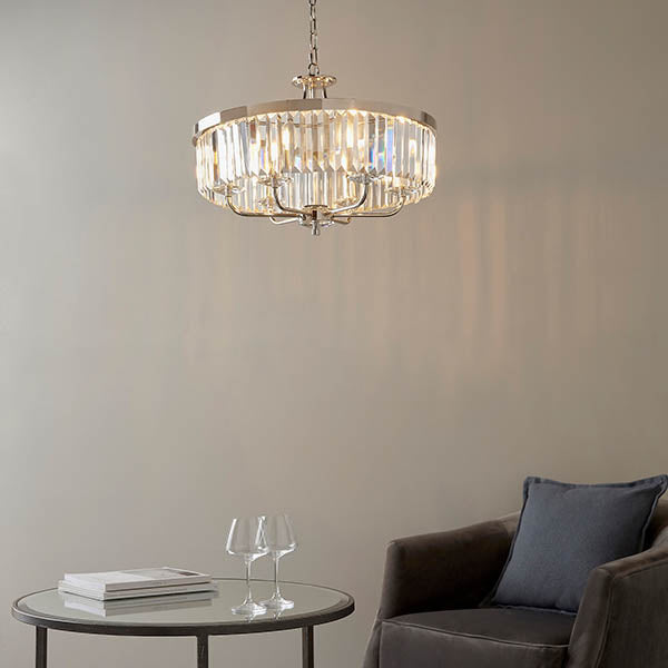 Calverdale Round Cut 6 Light Chandelier - Bright Nickel