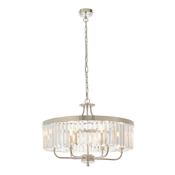 Calverdale Round Cut 6 Light Chandelier - Bright Nickel