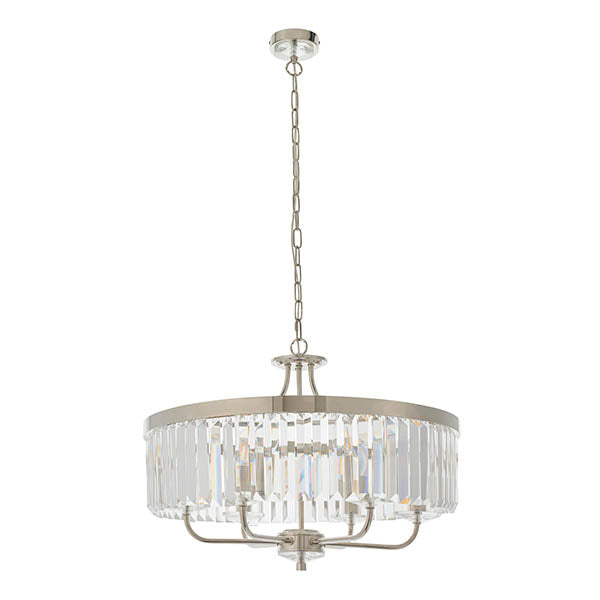 Calverdale Round Cut 6 Light Chandelier - Bright Nickel