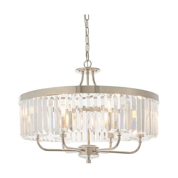 Calverdale Round Cut 6 Light Chandelier - Bright Nickel