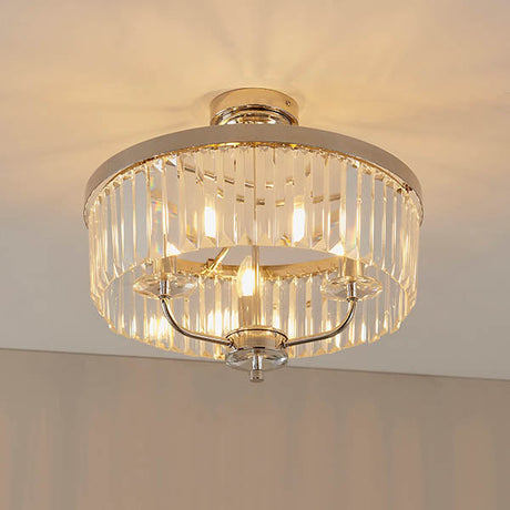 Calverdale Round Cut Semi-flush 3 Light Flush Ceiling Light - Bright Nickel