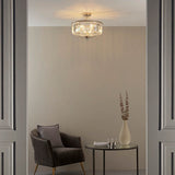 Calverdale Round Cut Semi-flush 3 Light Flush Ceiling Light - Bright Nickel