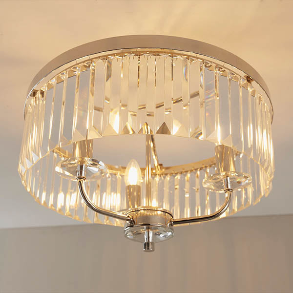 Calverdale Round Cut Semi-flush 3 Light Flush Ceiling Light - Bright Nickel