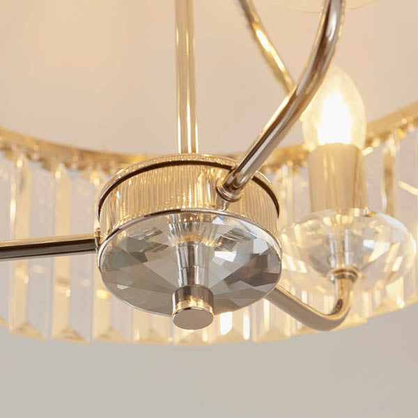 Calverdale Round Cut Semi-flush 3 Light Flush Ceiling Light - Bright Nickel