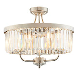 Calverdale Round Cut Semi-flush 3 Light Flush Ceiling Light - Bright Nickel
