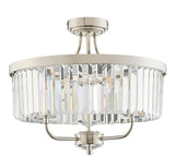 Calverdale Round Cut Semi-flush 3 Light Flush Ceiling Light - Bright Nickel