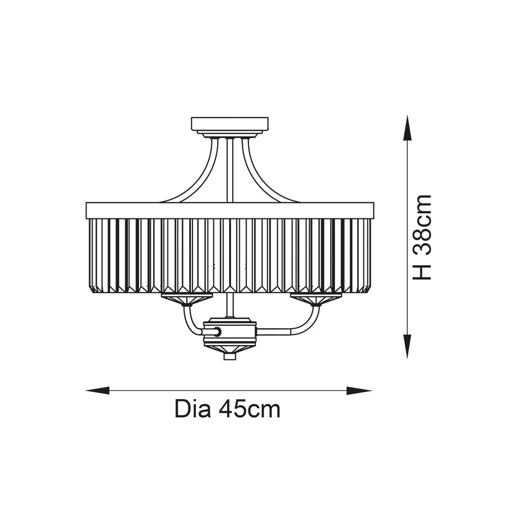 Calverdale Round Cut Semi-flush 3 Light Flush Ceiling Light - Bright Nickel