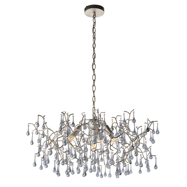 Brayworth Branch Droplets 4 Light Chandelier - Aged Silver