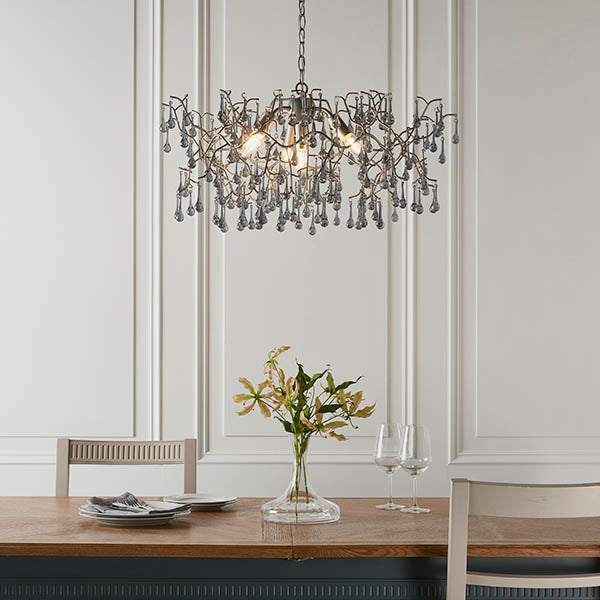Brayworth Branch Droplets 4 Light Chandelier - Aged Silver
