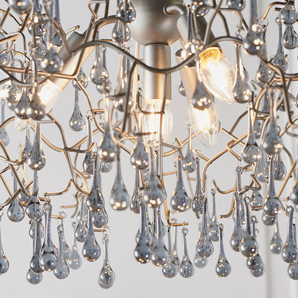 Brayworth Branch Droplets 4 Light Chandelier - Aged Silver