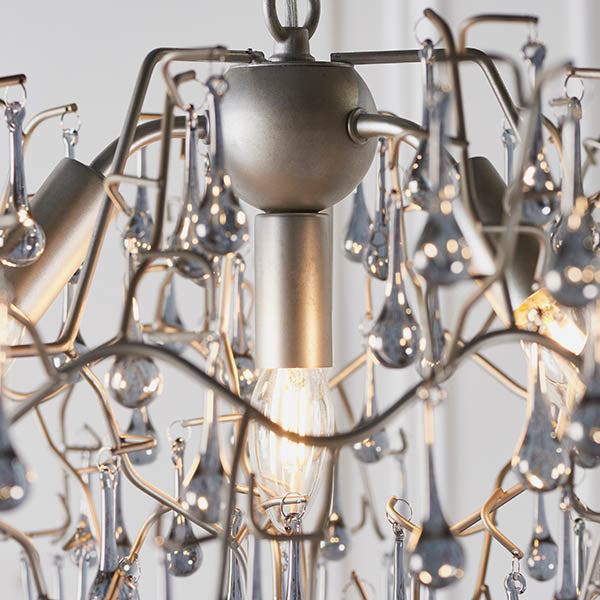 Brayworth Branch Droplets 4 Light Chandelier - Aged Silver