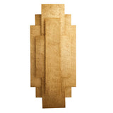 Dunmoor Rectangular Panel 2 Light Wall Light in gold from Lighting No.1, layered stepped metal panels forming a tall geometric sconce.