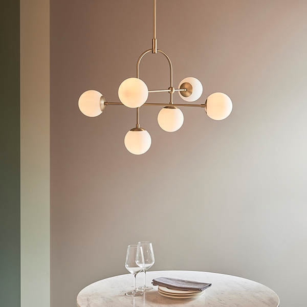 Haldmere Adjustable Stem 6 Light Pendant - Matt Antique Brass