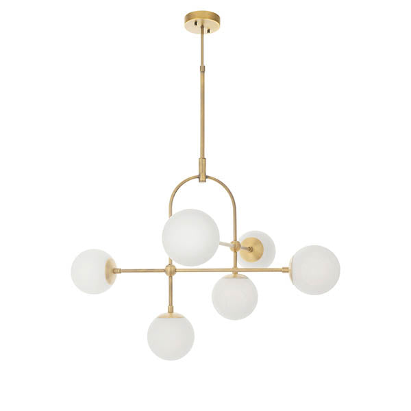 Haldmere Adjustable Stem 6 Light Pendant - Matt Antique Brass