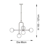 Haldmere Adjustable Stem 6 Light Pendant - Matt Antique Brass