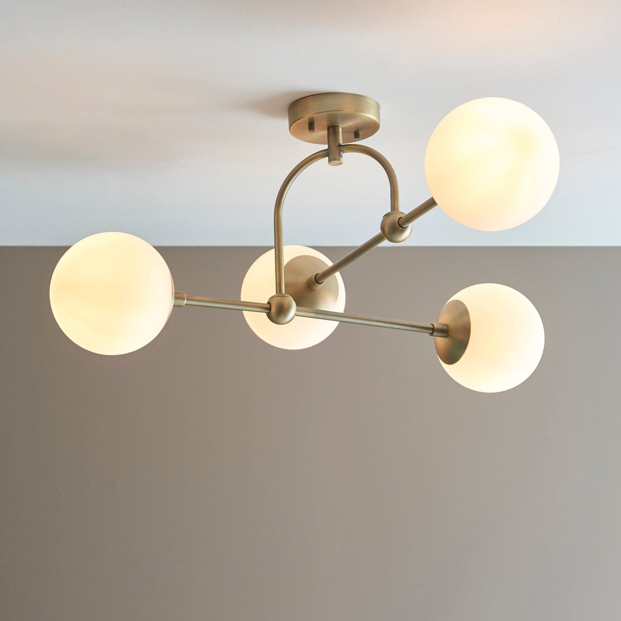Haldmere Semi-flush 4 Light Flush Ceiling Light - Matt Antique Brass