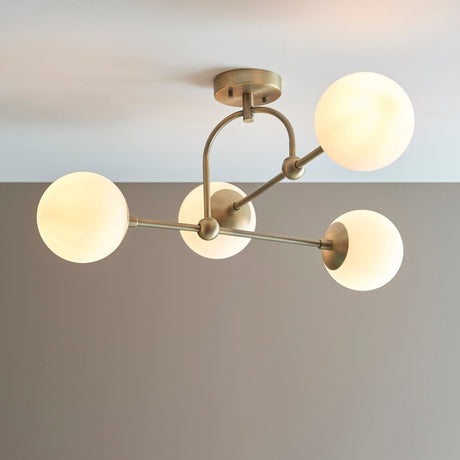 Haldmere Semi-flush 4 Light Flush Ceiling Light - Matt Antique Brass