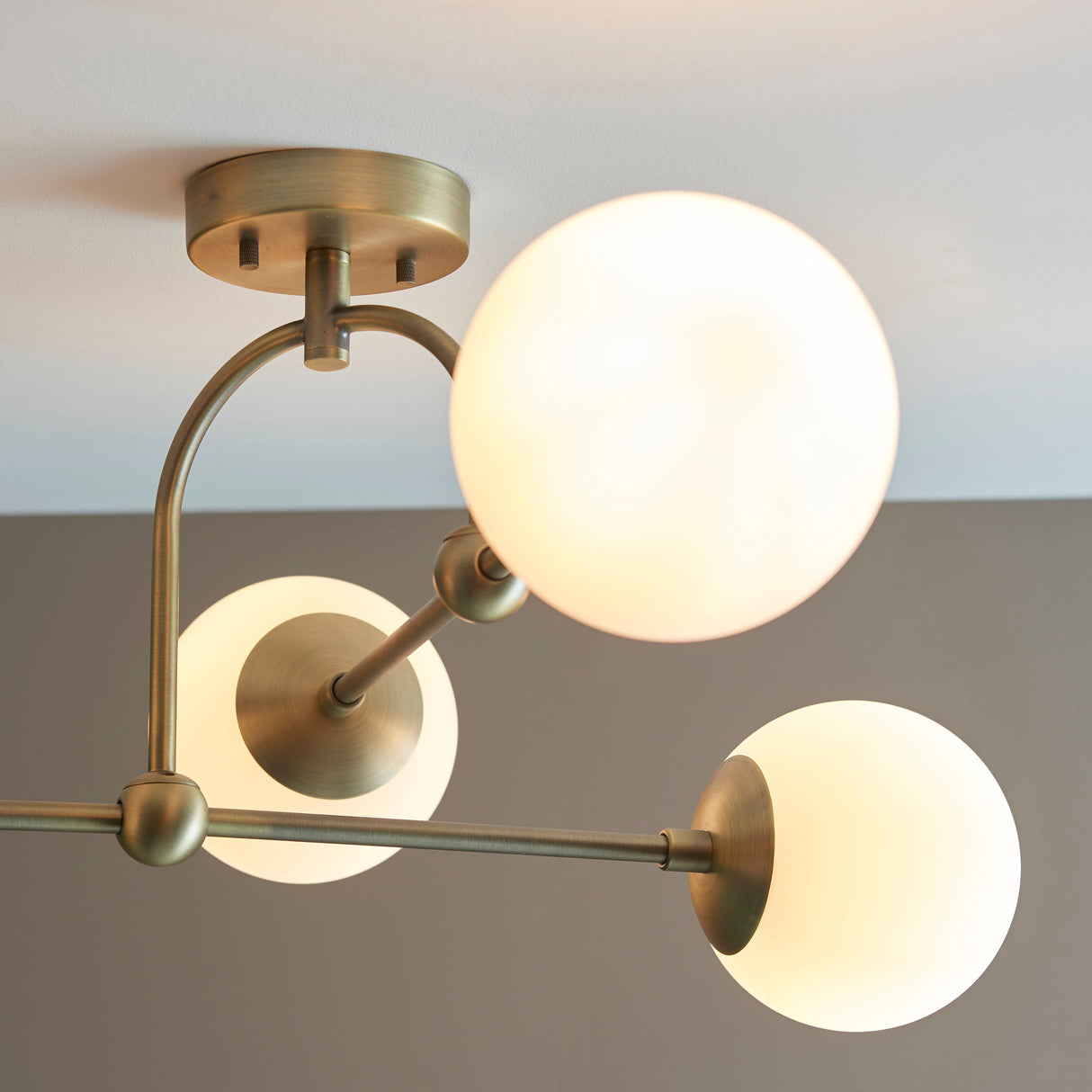 Haldmere Semi-flush 4 Light Flush Ceiling Light - Matt Antique Brass