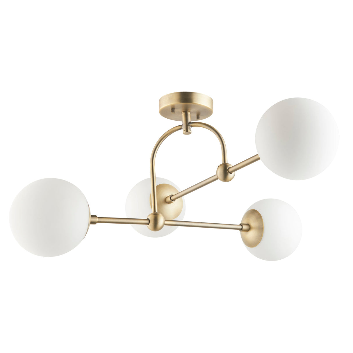 Haldmere Semi-flush 4 Light Flush Ceiling Light - Matt Antique Brass