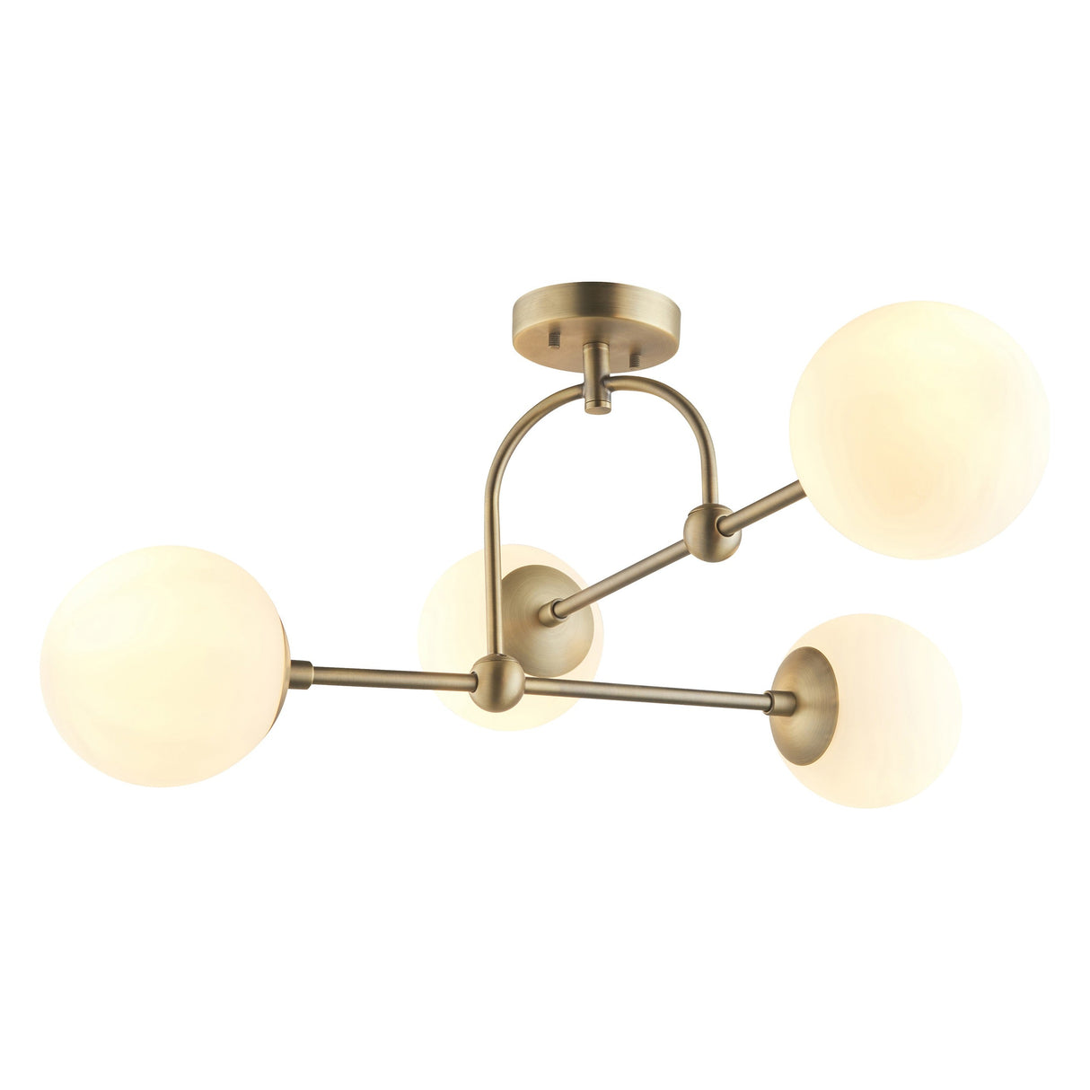 Haldmere Semi-flush 4 Light Flush Ceiling Light - Matt Antique Brass