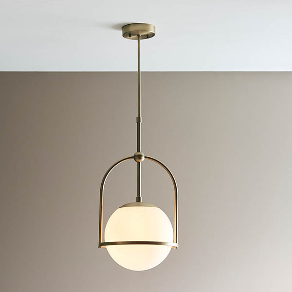 Haldmere Single Adjustable Stem Pendant - Matt Antique Brass