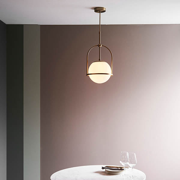 Haldmere Single Adjustable Stem Pendant - Matt Antique Brass