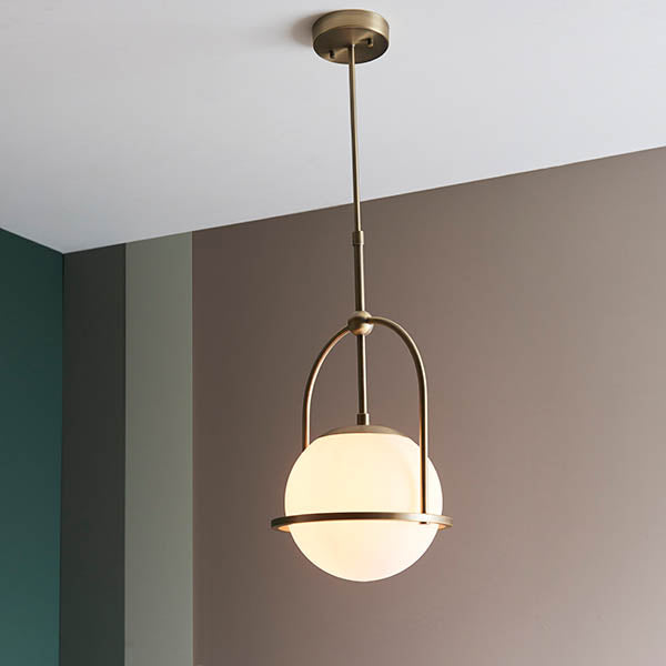 Haldmere Single Adjustable Stem Pendant - Matt Antique Brass