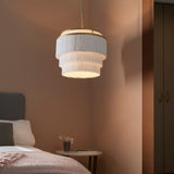 Hulverton Fringe Large 3 Light Pendant - Gold White