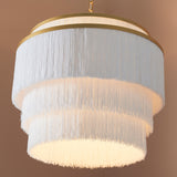 Hulverton Fringe Large 3 Light Pendant - Gold White