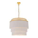 Hulverton Fringe Large 3 Light Pendant - Gold White