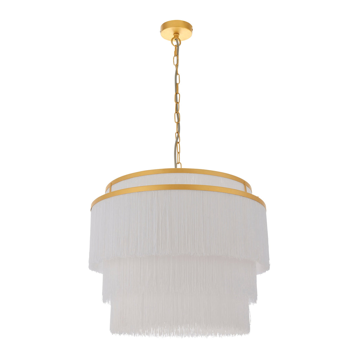 Hulverton Fringe Large 3 Light Pendant - Gold White