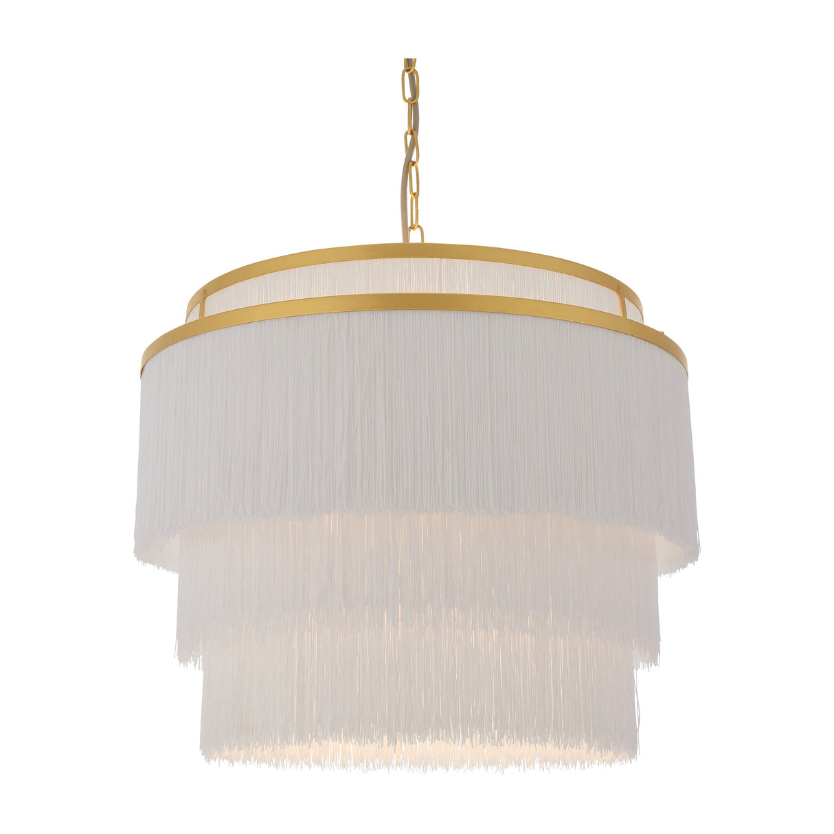 Hulverton Fringe Large 3 Light Pendant - Gold White