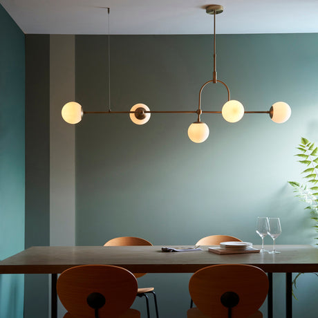 Haldmere Linear Adjustable Stem 5 Light Pendant - Matt Antique Brass