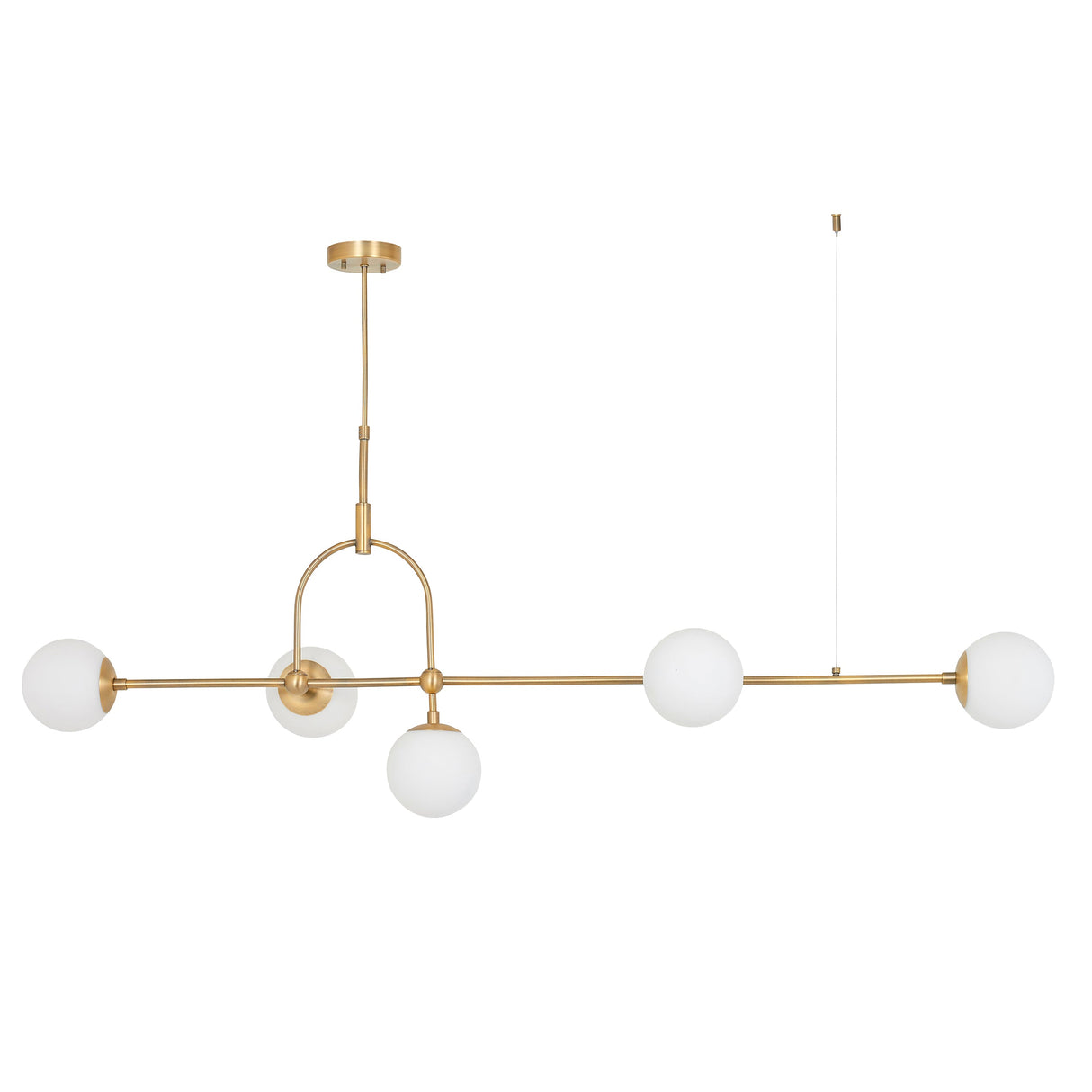 Haldmere Linear Adjustable Stem 5 Light Pendant - Matt Antique Brass