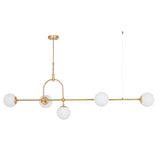 Haldmere Linear Adjustable Stem 5 Light Pendant - Matt Antique Brass