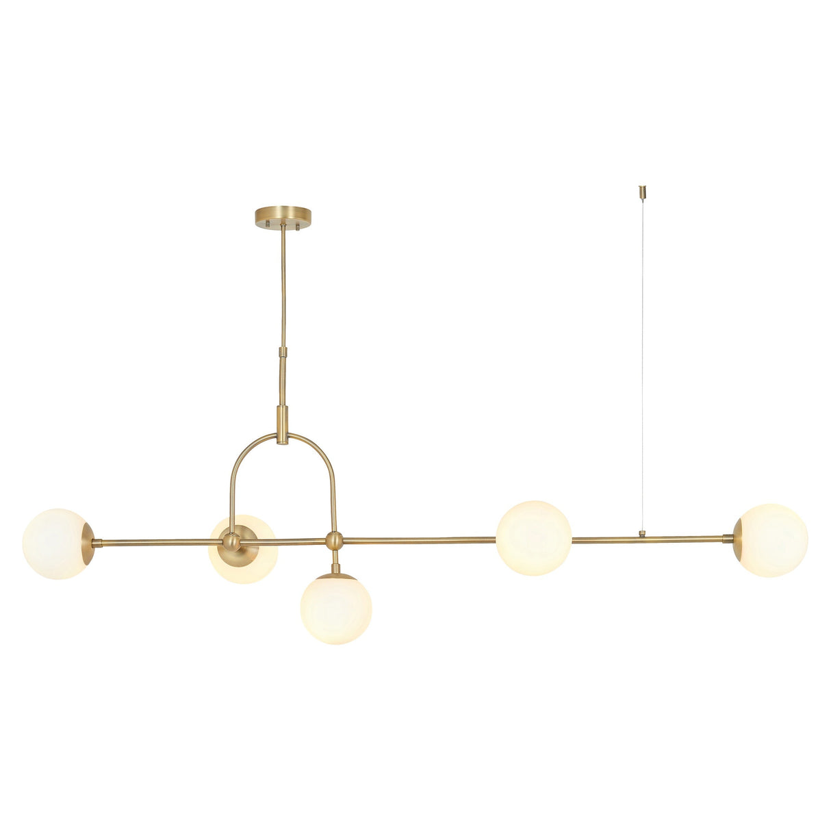 Haldmere Linear Adjustable Stem 5 Light Pendant - Matt Antique Brass