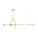 Haldmere Linear Adjustable Stem 5 Light Pendant - Matt Antique Brass