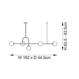 Haldmere Linear Adjustable Stem 5 Light Pendant - Matt Antique Brass