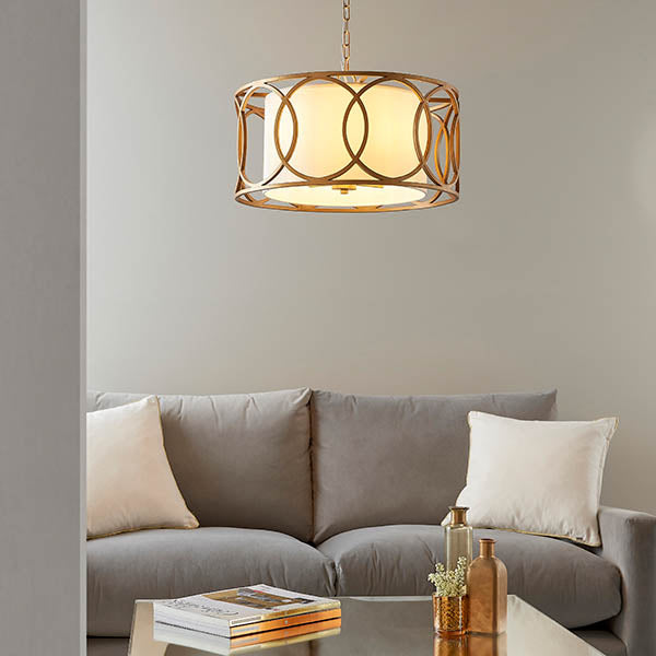 Sallowfield Circular Frame 4 Light Pendant - White
