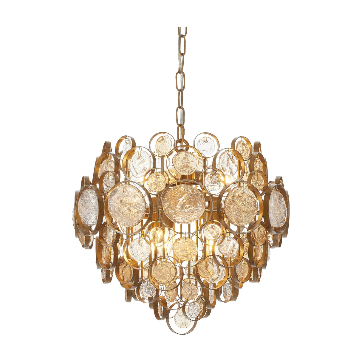 Yewbury Details 6 Light Chandelier - Antique Gold Clear