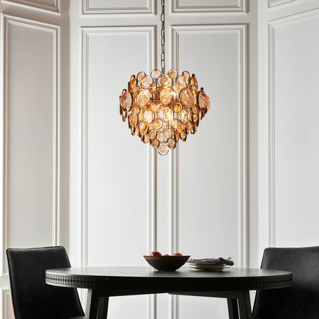 Yewbury Details 6 Light Chandelier - Antique Gold Clear