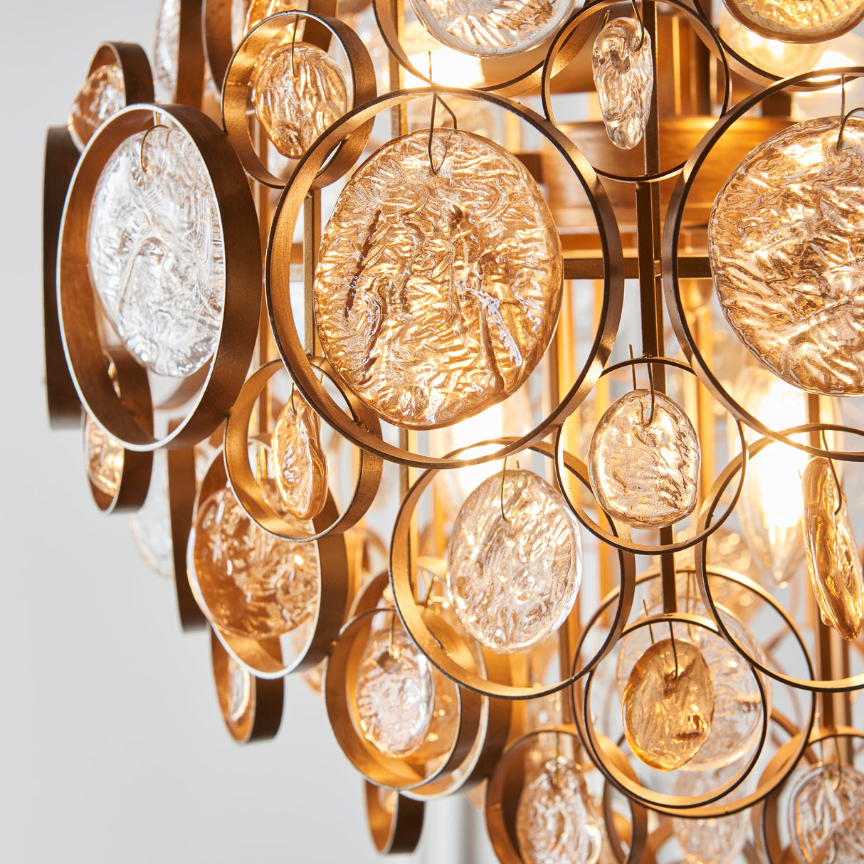Yewbury Details 6 Light Chandelier - Antique Gold Clear