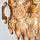 Yewbury Details 6 Light Chandelier - Antique Gold Clear
