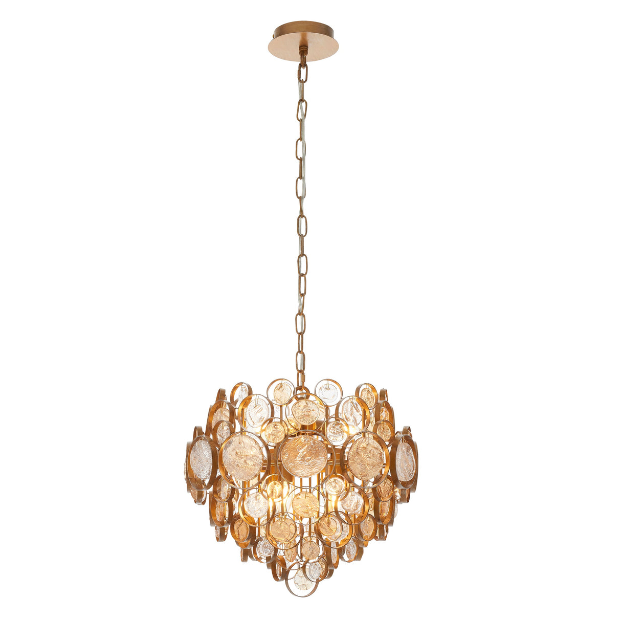 Yewbury Details 6 Light Chandelier - Antique Gold Clear