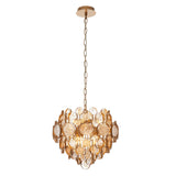 Yewbury Details 6 Light Chandelier - Antique Gold Clear